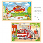 Kétoldalas puzzle - Helikopter / Tűzoltó autó