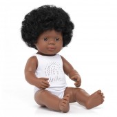 Baba, afroamerikai lány, fehérneműben, 38 cm